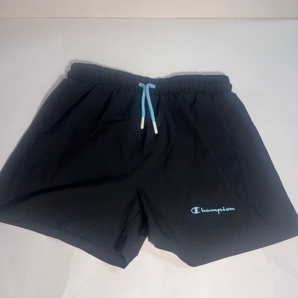 Champion Girls Athletic Running Shorts Black w/ Blue Strings Size 7/8